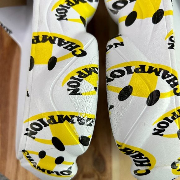 Champion Men\'s Meloso Squish Smile Slides Sandals White Black Yellow Sz 11 main image 10